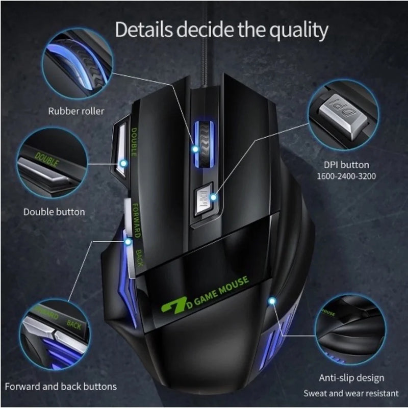 Mouse Gamer Laser X7 3200Dpi Com Macro Profissional