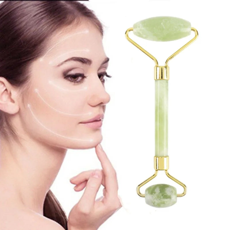 Rolinho Pedra de Jade Massageador Facial Anti Rugas