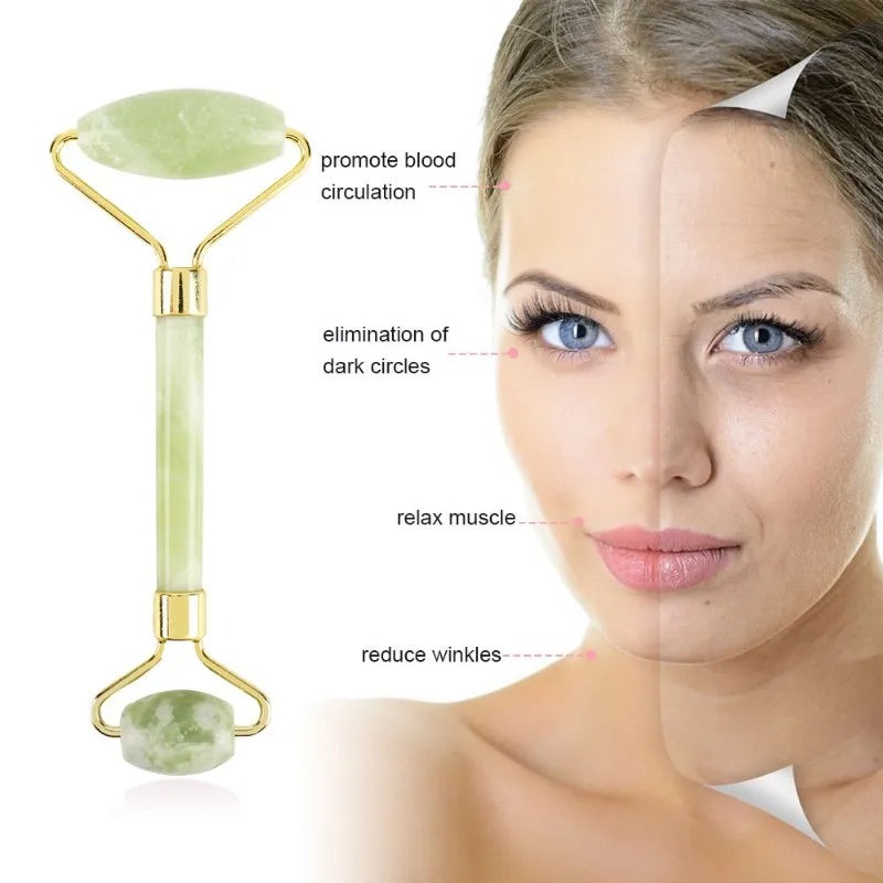 Rolinho Pedra de Jade Massageador Facial Anti Rugas