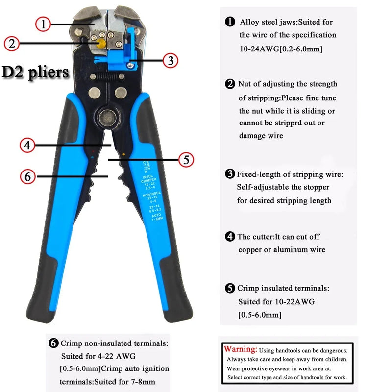 Alicate Automático Profissional Crimpador e Desencapador 5 em 1